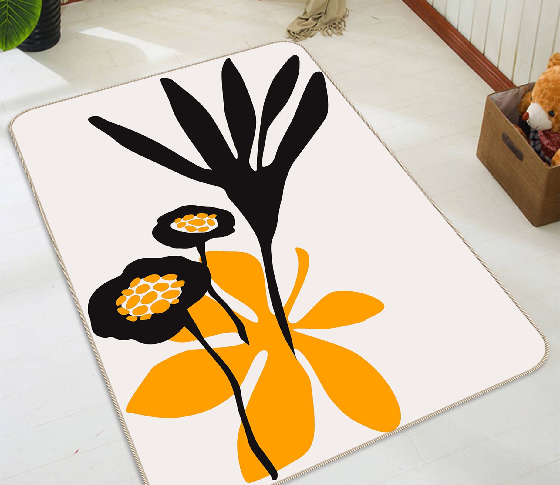 3D Blossom Beauty 1014 Boris Draschoff Rug Non Slip Rug Mat