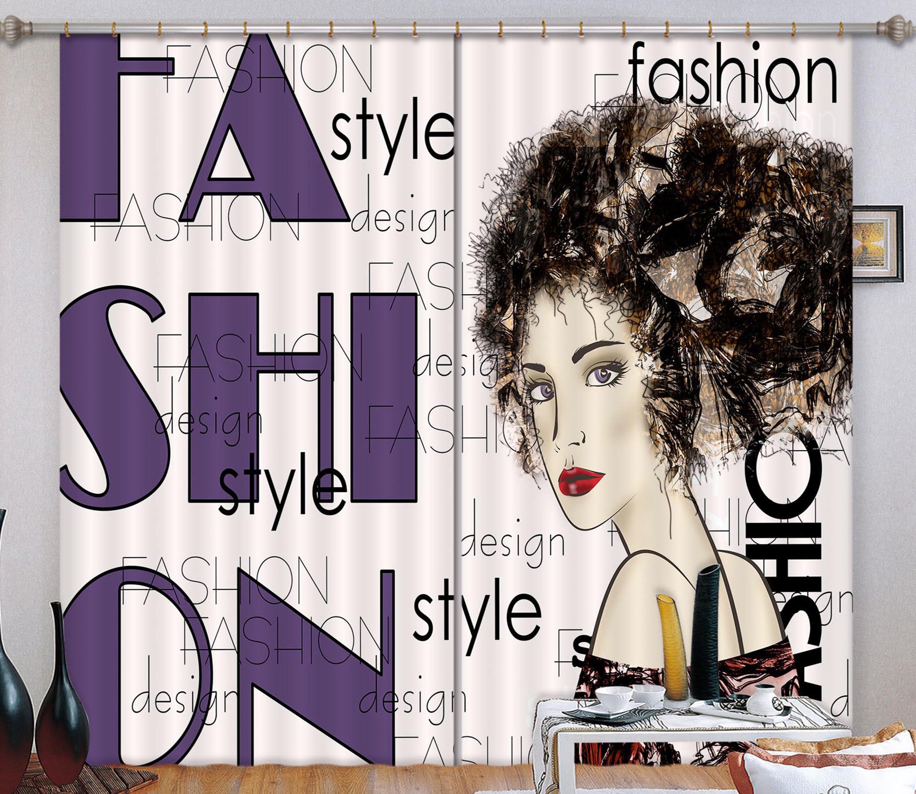 3D Fashion Girl 120 Curtains Drapes