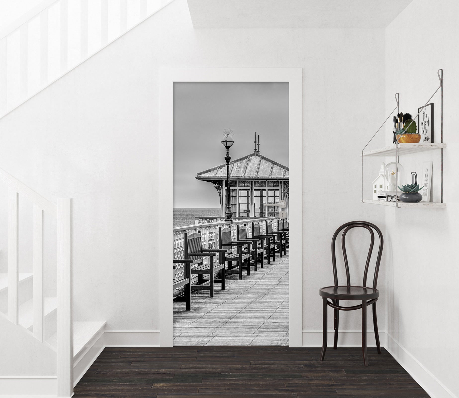 3D Grey Wooden Bridge 10740 Assaf Frank Door Mural