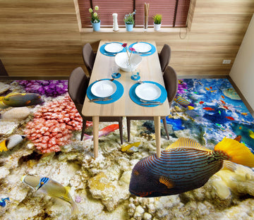 3D Black Yellow Fish 621 Floor Mural