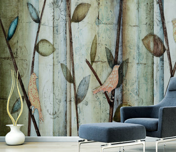 3D Painted Leaves WG275 Wall Murals