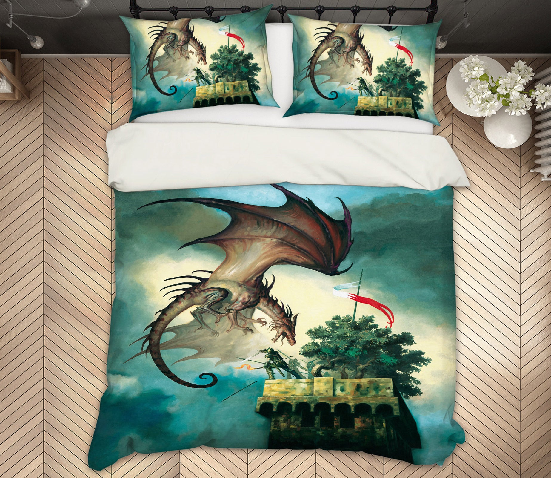 3D Roof Trees Dragon 6209 Ciruelo Bedding Bed Pillowcases Quilt