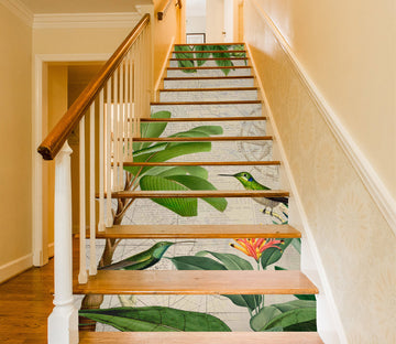 3D Green Leaves Bird 10495 Andrea Haase Stair Risers