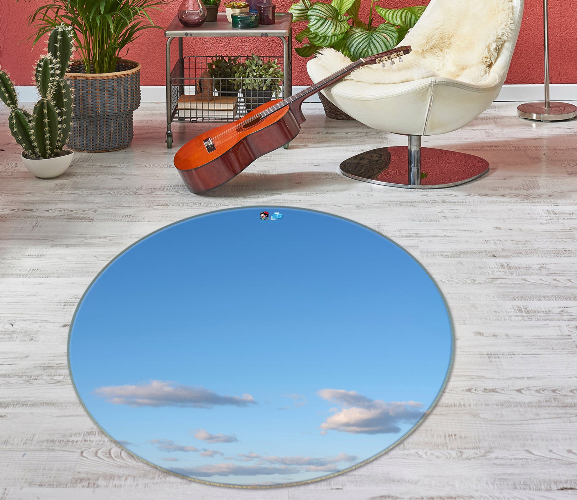 3D Sky Clouds 7389 Assaf Frank Rug Round Non Slip Rug Mat