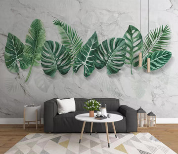 3D Plantain Leaves WC522 Wall Murals