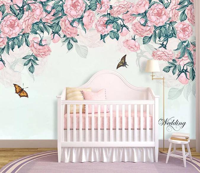 3D Flower Butterfly 629 Wall Murals Wallpaper AJ Wallpaper 2 