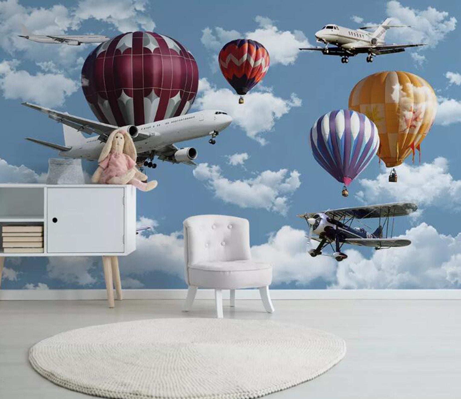 3D Balloon Plane WG11 Wall Murals Wallpaper AJ Wallpaper 2 