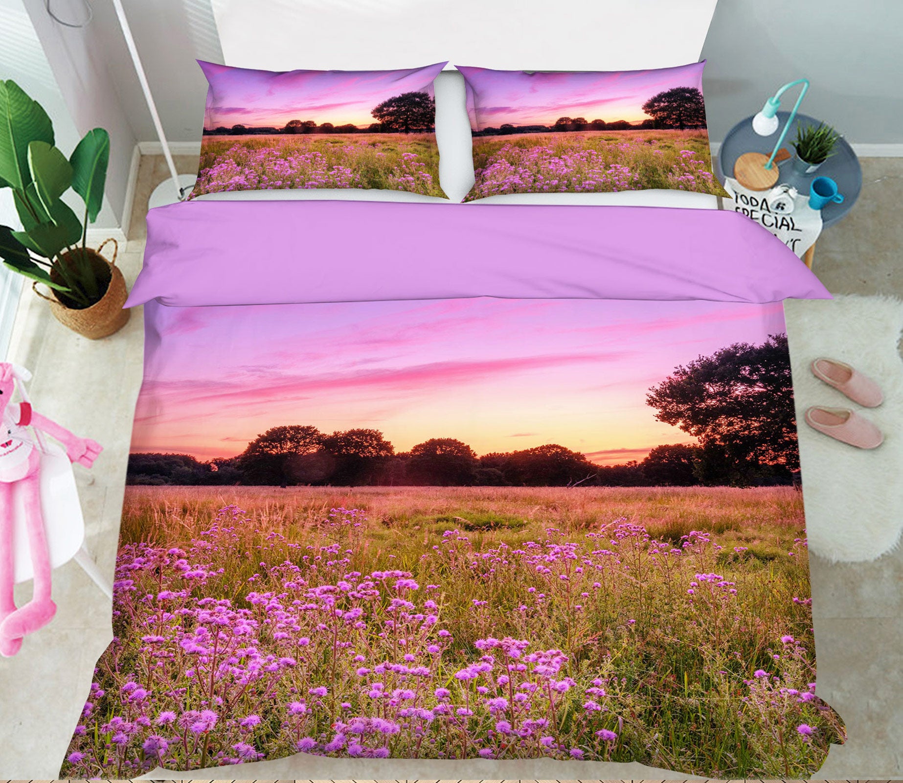 3D Sunset Flower Field 1059 Assaf Frank Bedding Bed Pillowcases Quilt