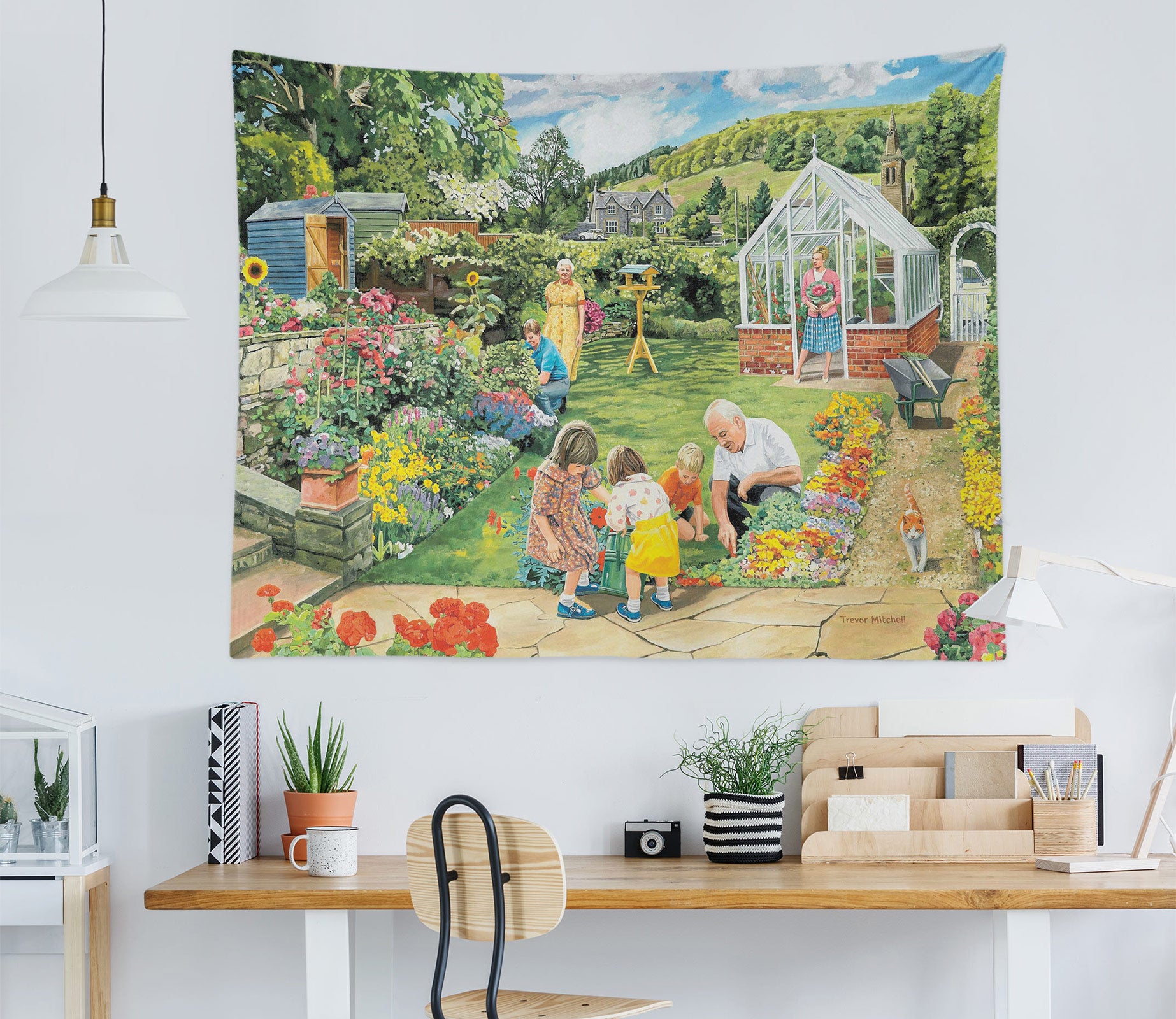 3D Garden Child Old Man 11255 Trevor Mitchell Tapestry Hanging Cloth Hang