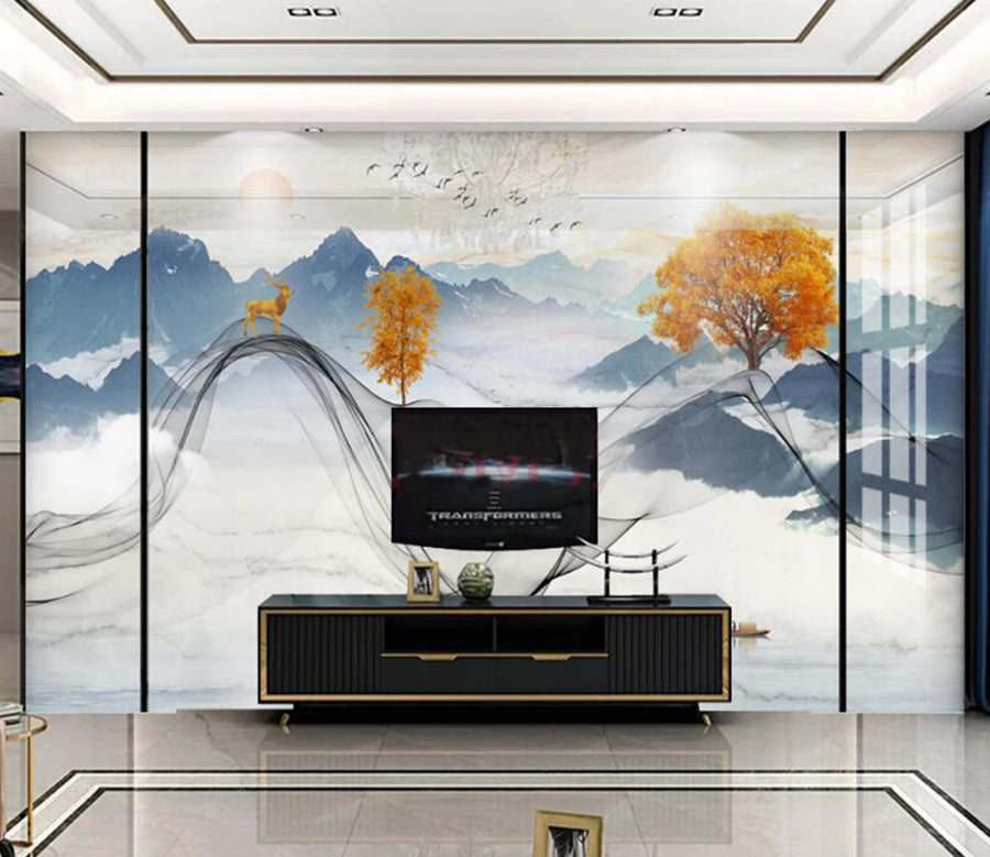 3D Blue Mountains 104 Wall Murals