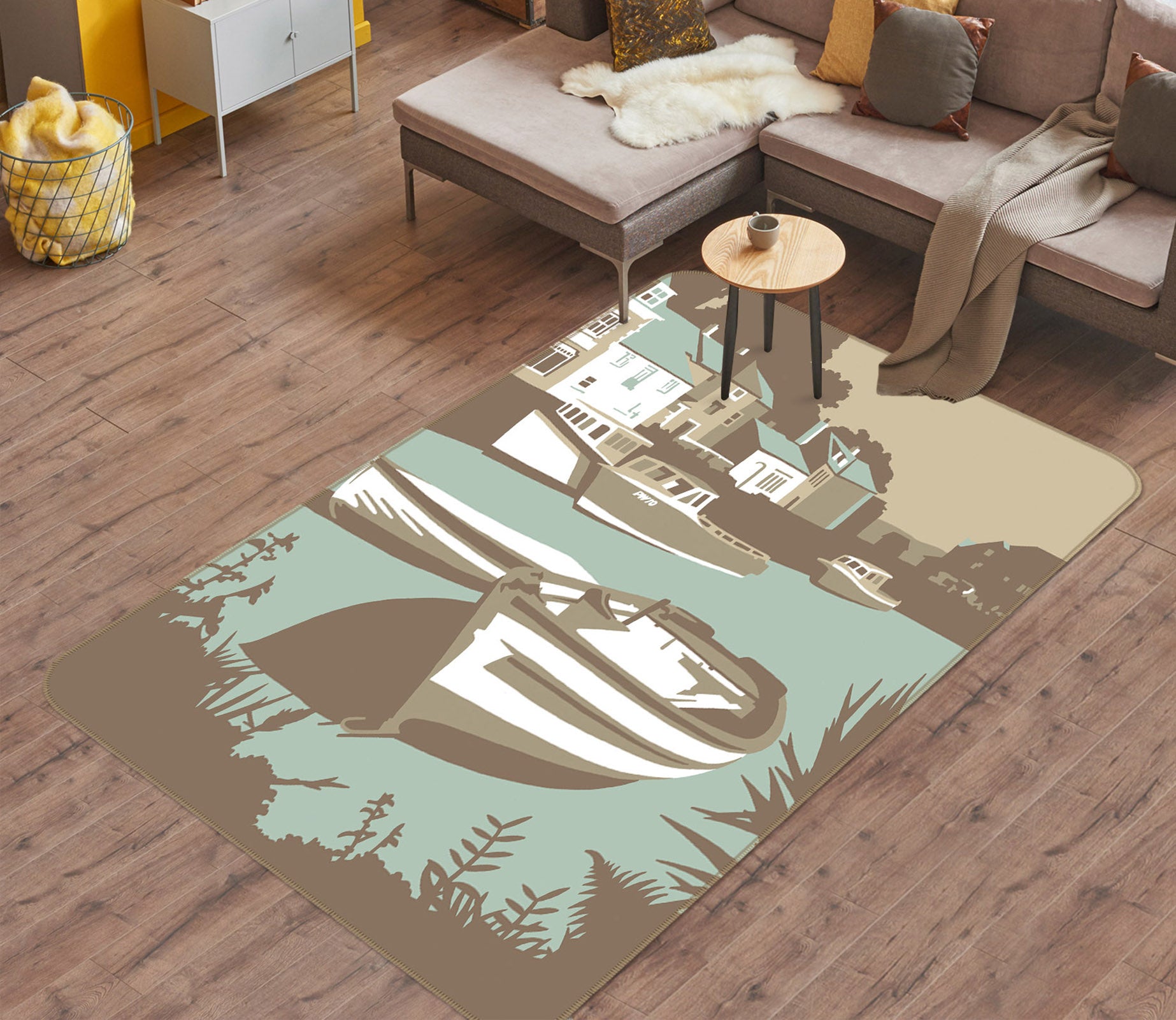 3D Padstow 1128 Steve Read Rug Non Slip Rug Mat