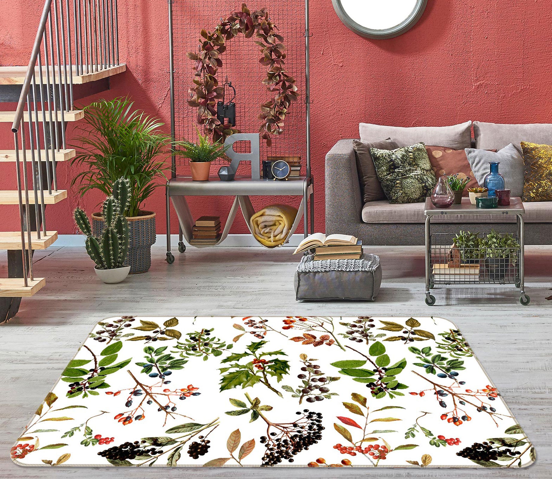 3D Blueberry Cherry Tomatoes 122 Uta Naumann Rug Non Slip Rug Mat