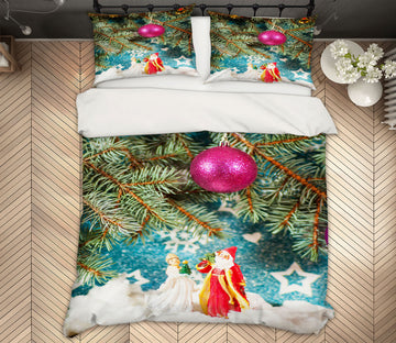 3D Branches Santa Claus Ornaments 52163 Christmas Quilt Duvet Cover Xmas Bed Pillowcases