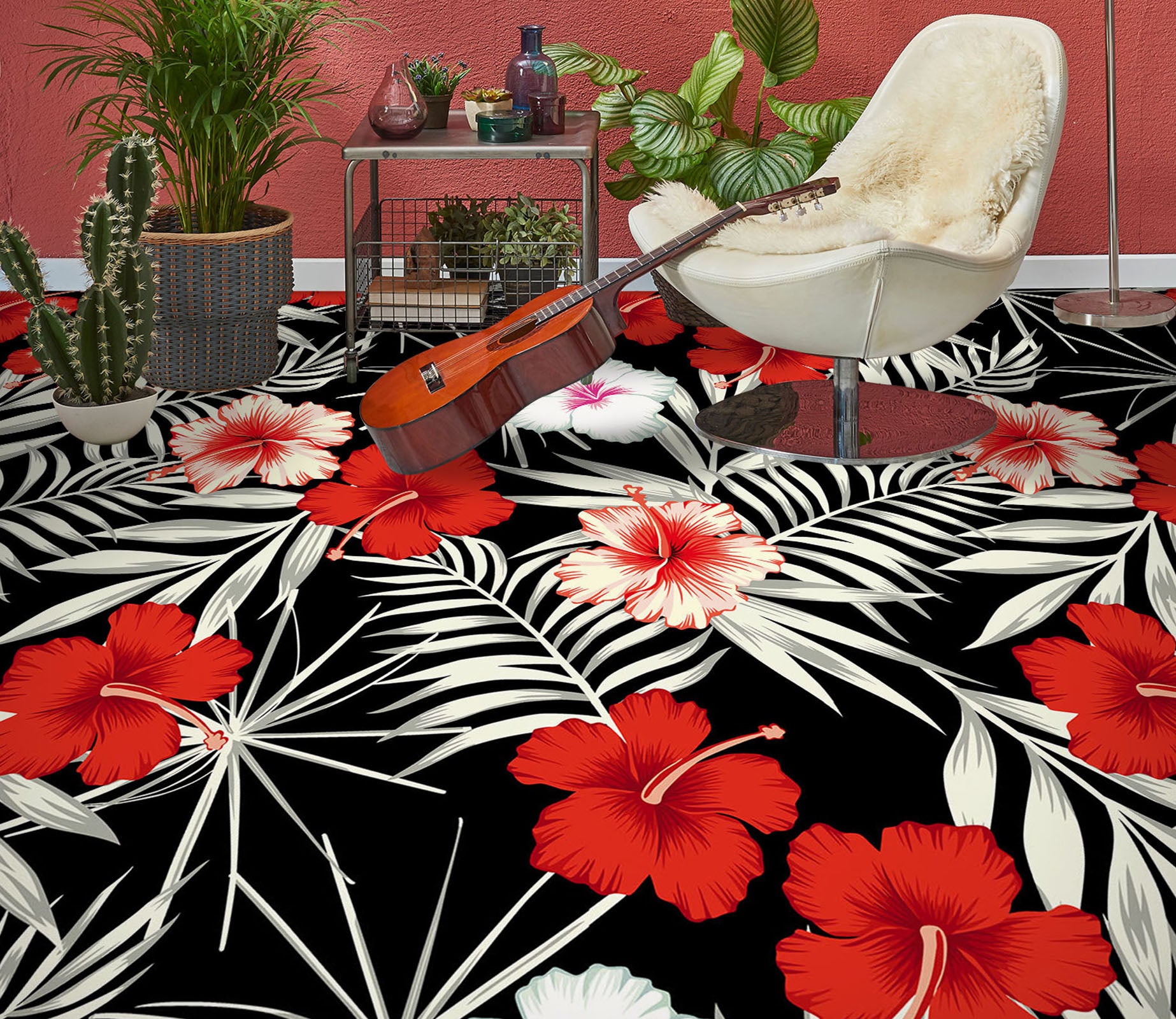 3D Rich Red Flowers 1231 Floor Mural  Wallpaper Murals Self-Adhesive Removable Print Epoxy