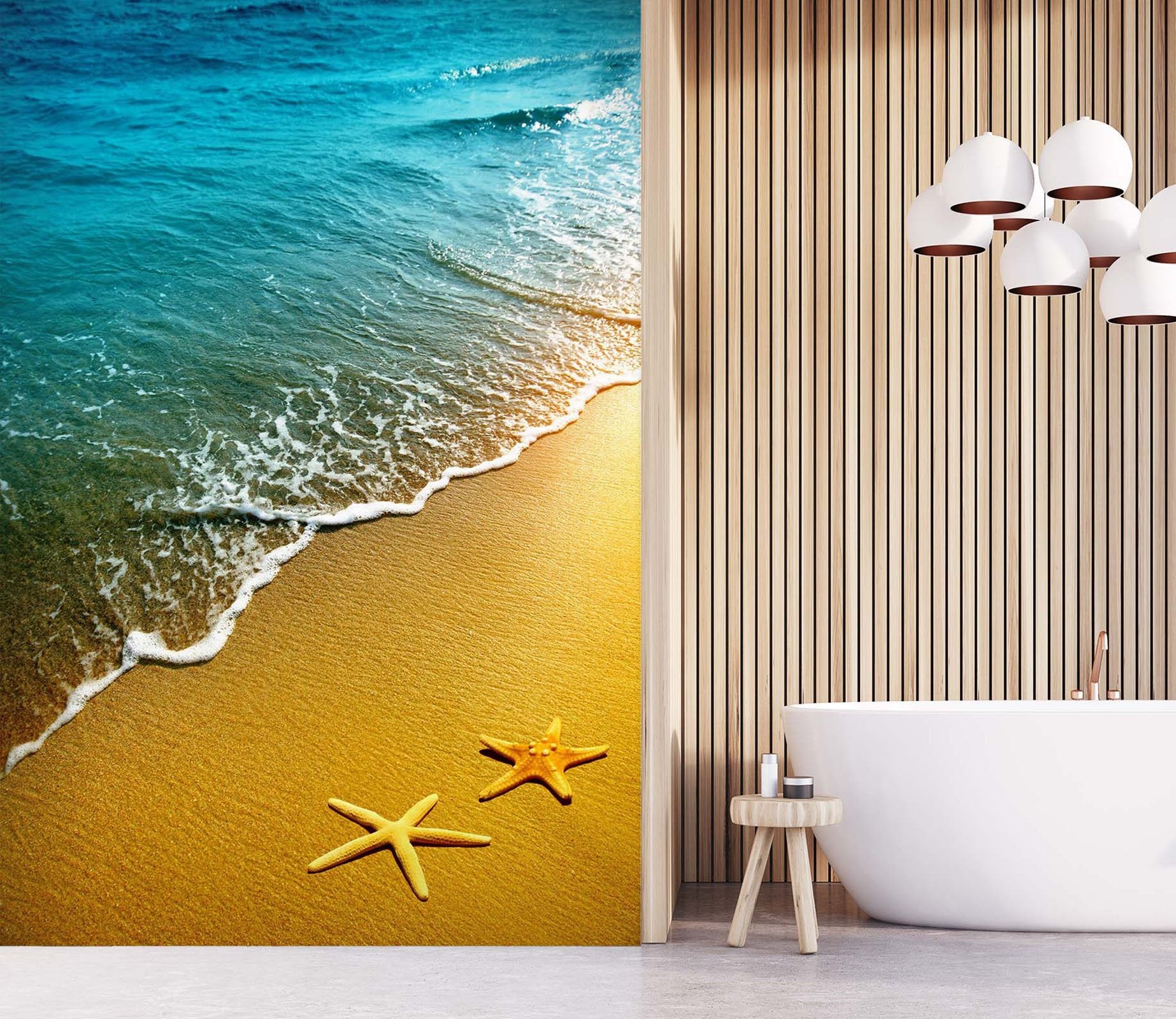 3D Beach Starfish Golden 083 Wall Murals Wallpaper AJ Wallpaper 
