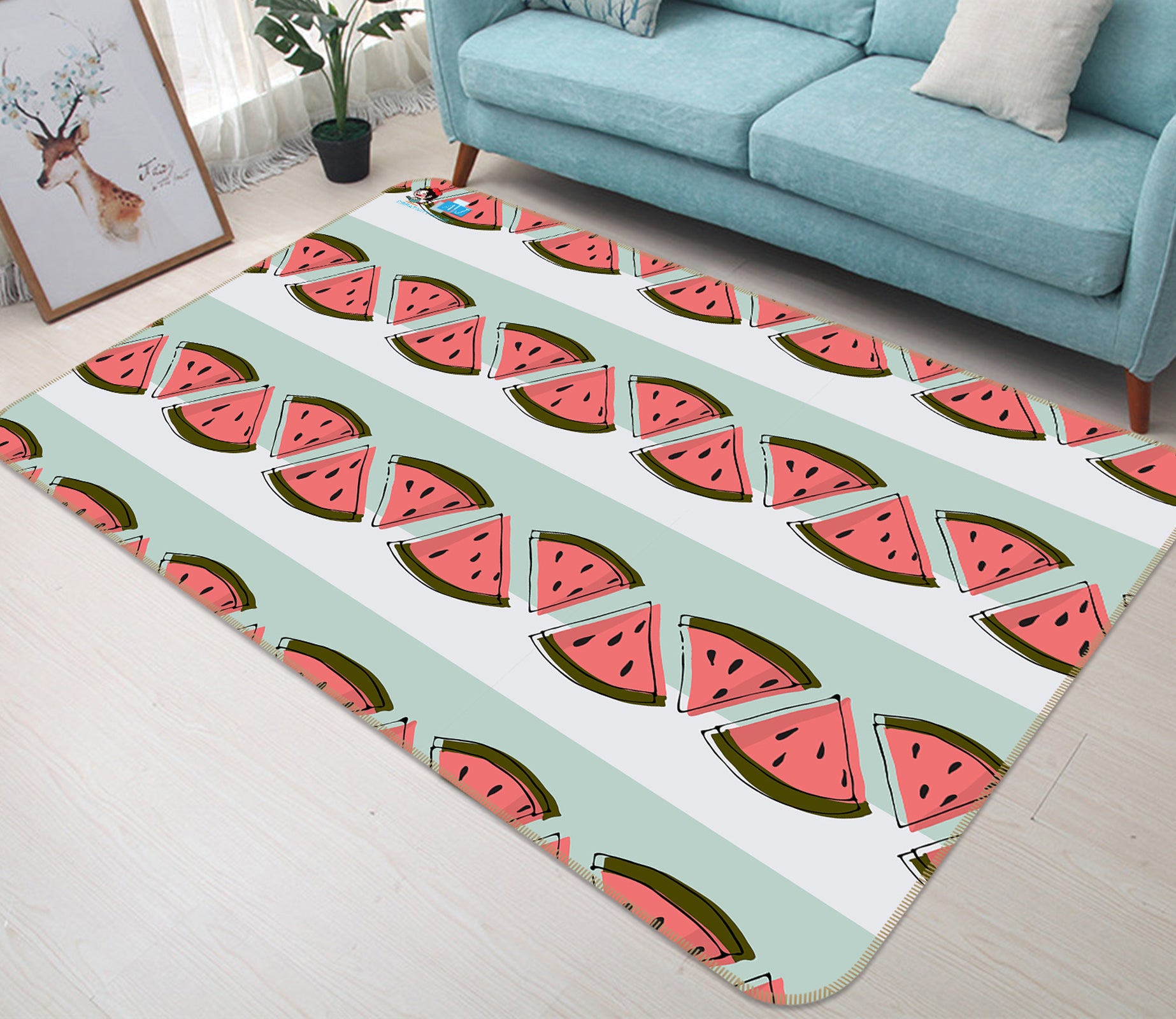 3D Watermelon Pattern 107123 Kashmira Jayaprakash Rug Non Slip Rug Mat