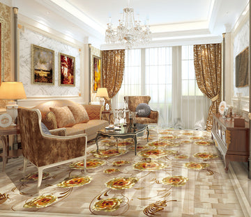 3D Golden Flowers 299 Floor Mural  Wallpaper Murals Rug & Mat Print Epoxy waterproof bath floor