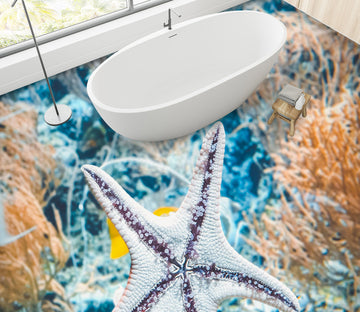 3D Romantic White Starfish 501 Floor Mural  Wallpaper Murals Rug & Mat Print Epoxy waterproof bath floor