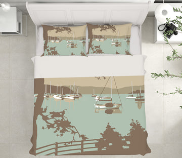 3D Poole Harbour View 2043 Steve Read Bedding Bed Pillowcases Quilt