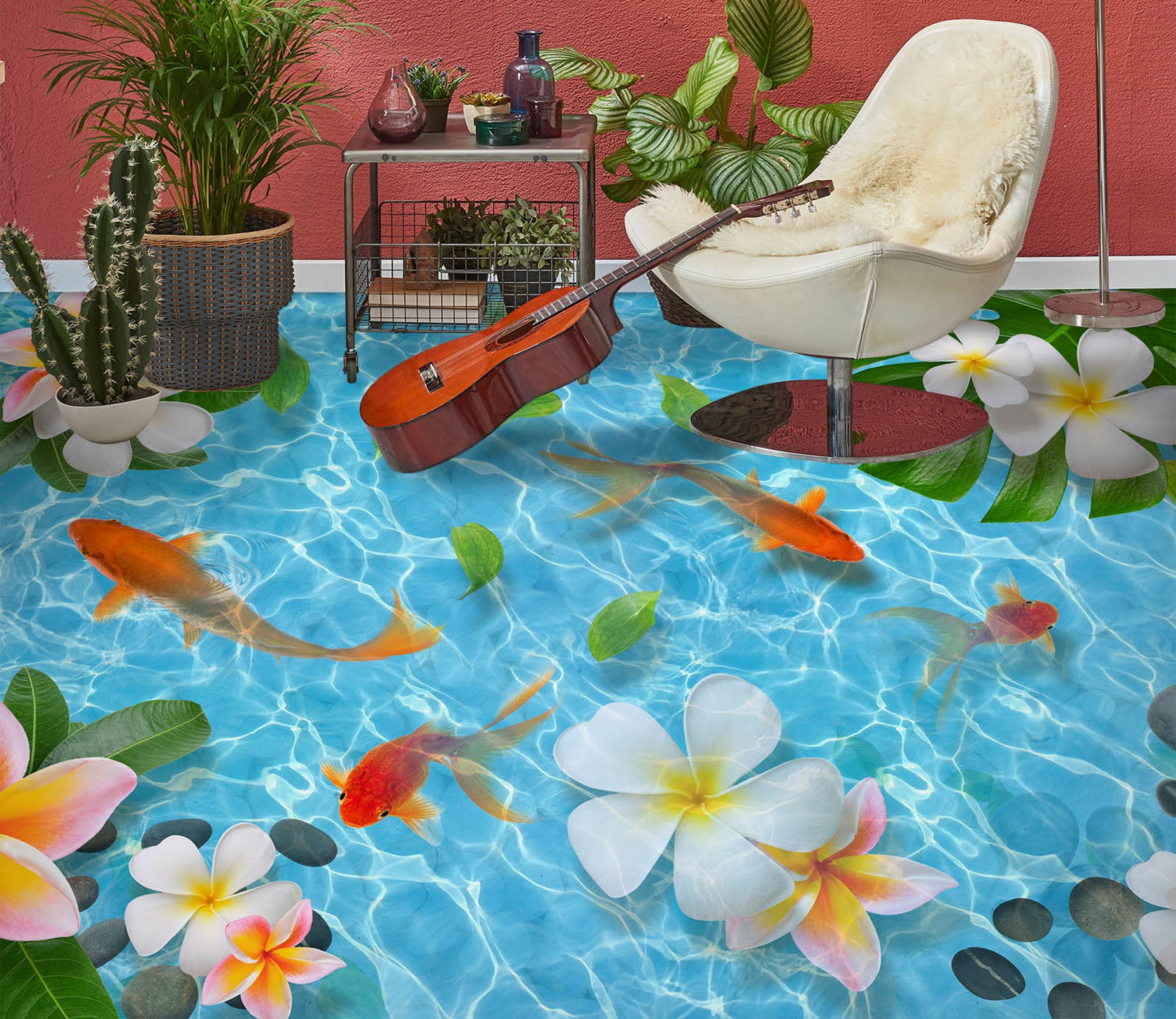 3D Blue Pond Water 277 Floor Mural  Wallpaper Murals Rug & Mat Print Epoxy waterproof bath floor