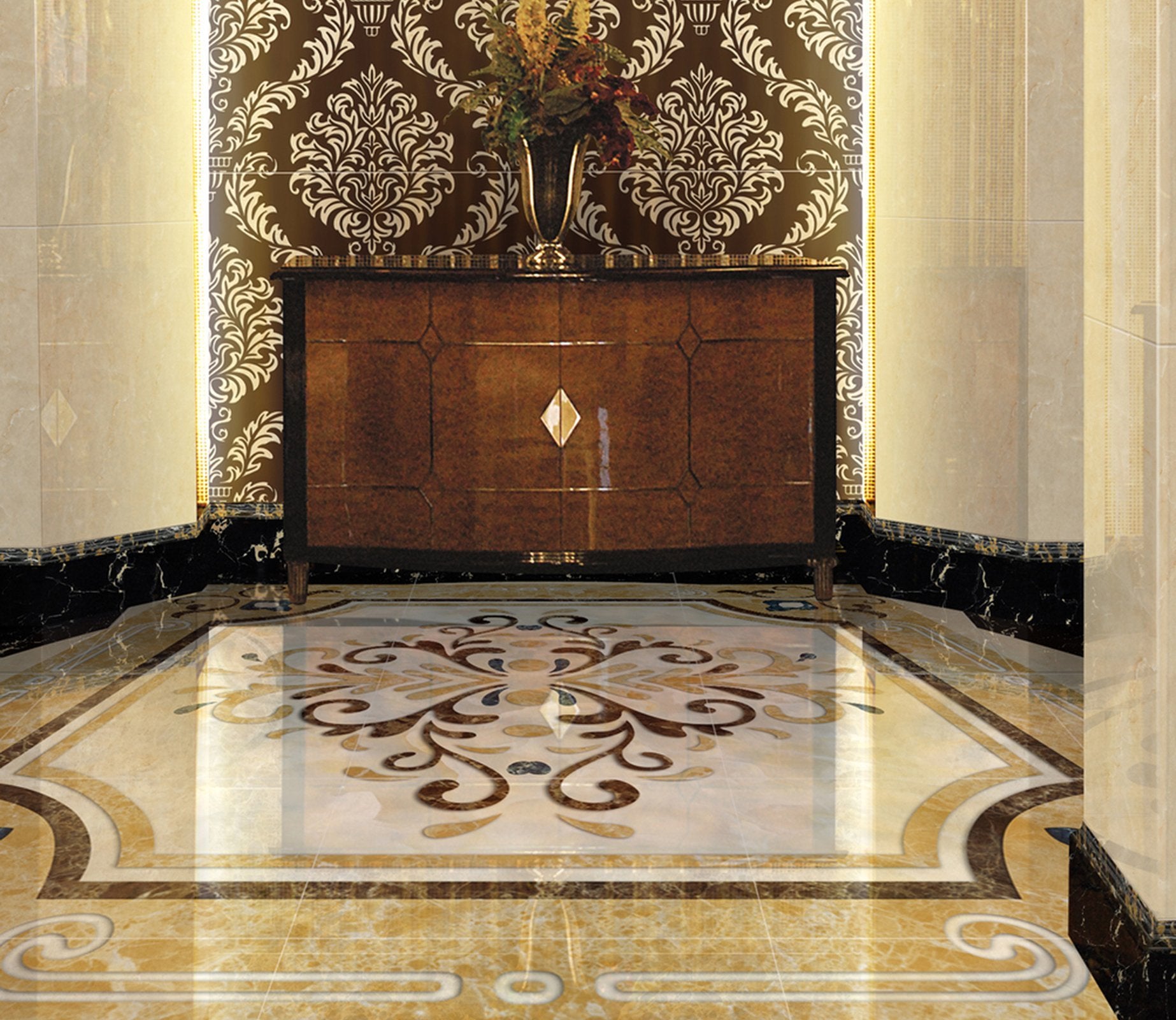 3D Black Pattern WG400 Floor Mural Wallpaper AJ Wallpaper 2 