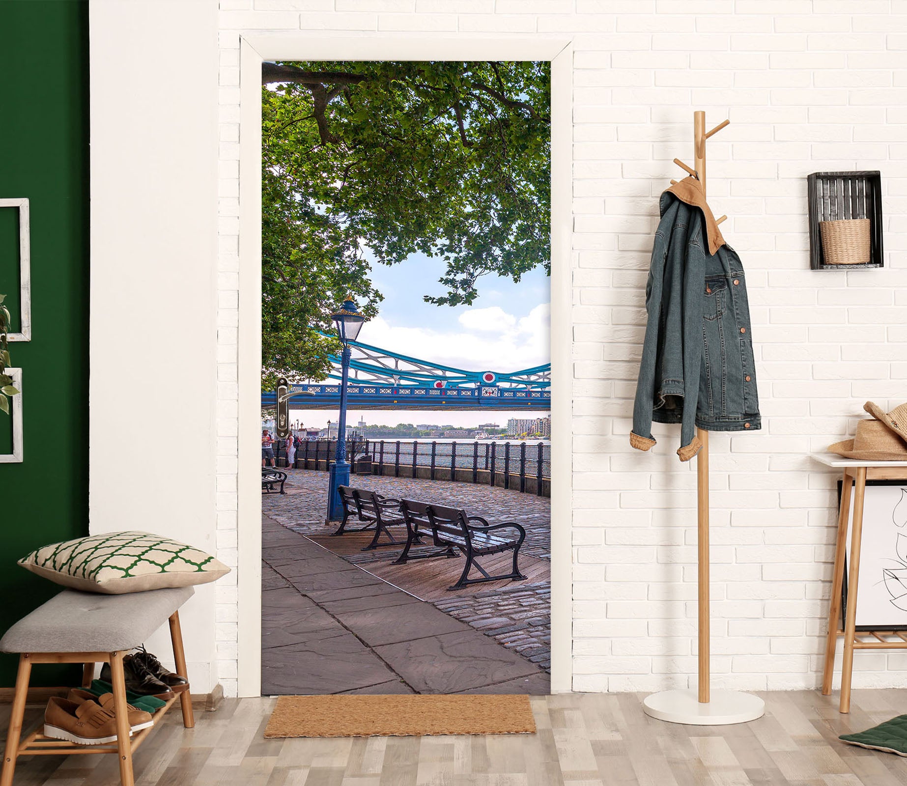 3D Bridge Riverside Bench 106115 Assaf Frank Door Mural