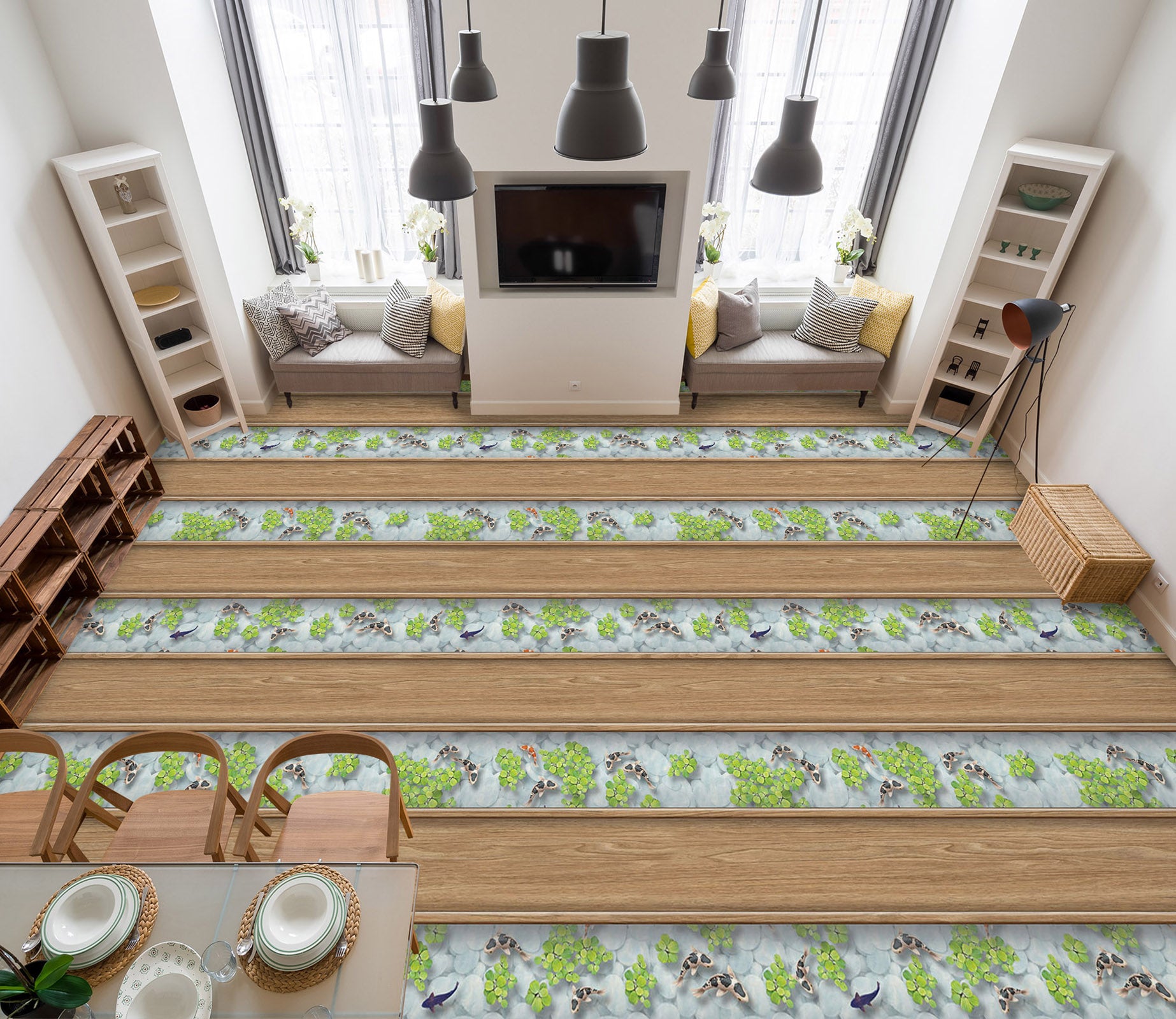 3D Delicate Green 270 Floor Mural  Wallpaper Murals Rug & Mat Print Epoxy waterproof bath floor