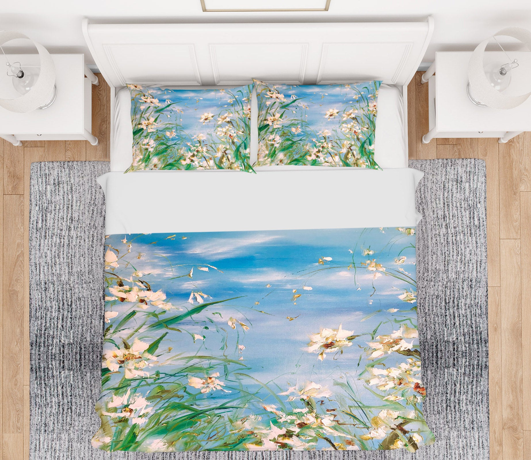 3D White Flower Grass 588 Skromova Marina Bedding Bed Pillowcases Quilt