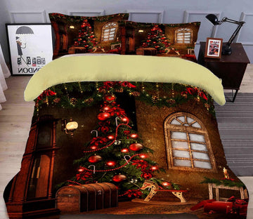 3D Tree Trojan Horse 32022 Christmas Quilt Duvet Cover Xmas Bed Pillowcases