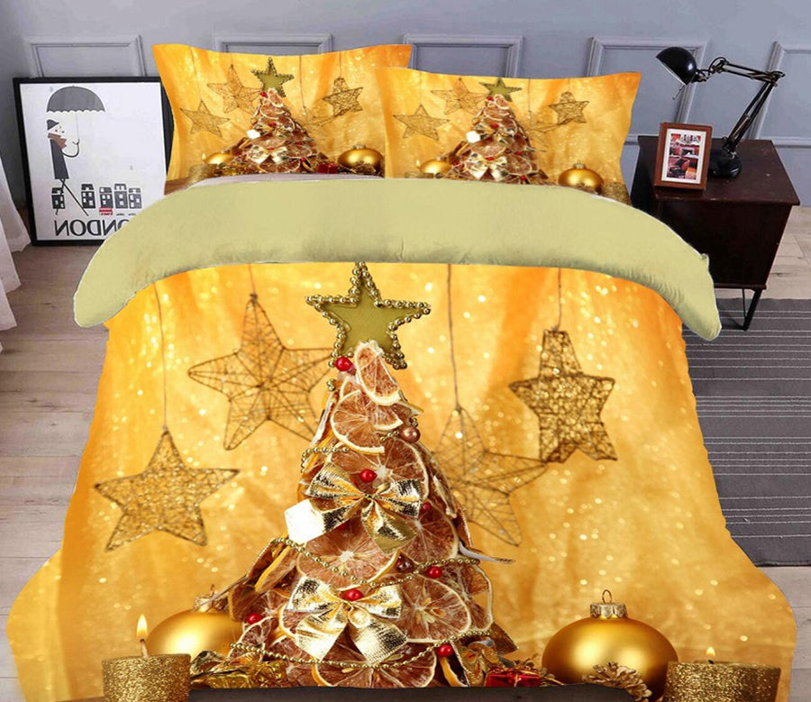 3D Golden 31240 Christmas Quilt Duvet Cover Xmas Bed Pillowcases