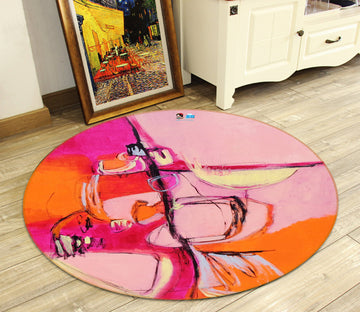 3D Pink Painting 1388 Misako Chida Rug Round Non Slip Rug Mat