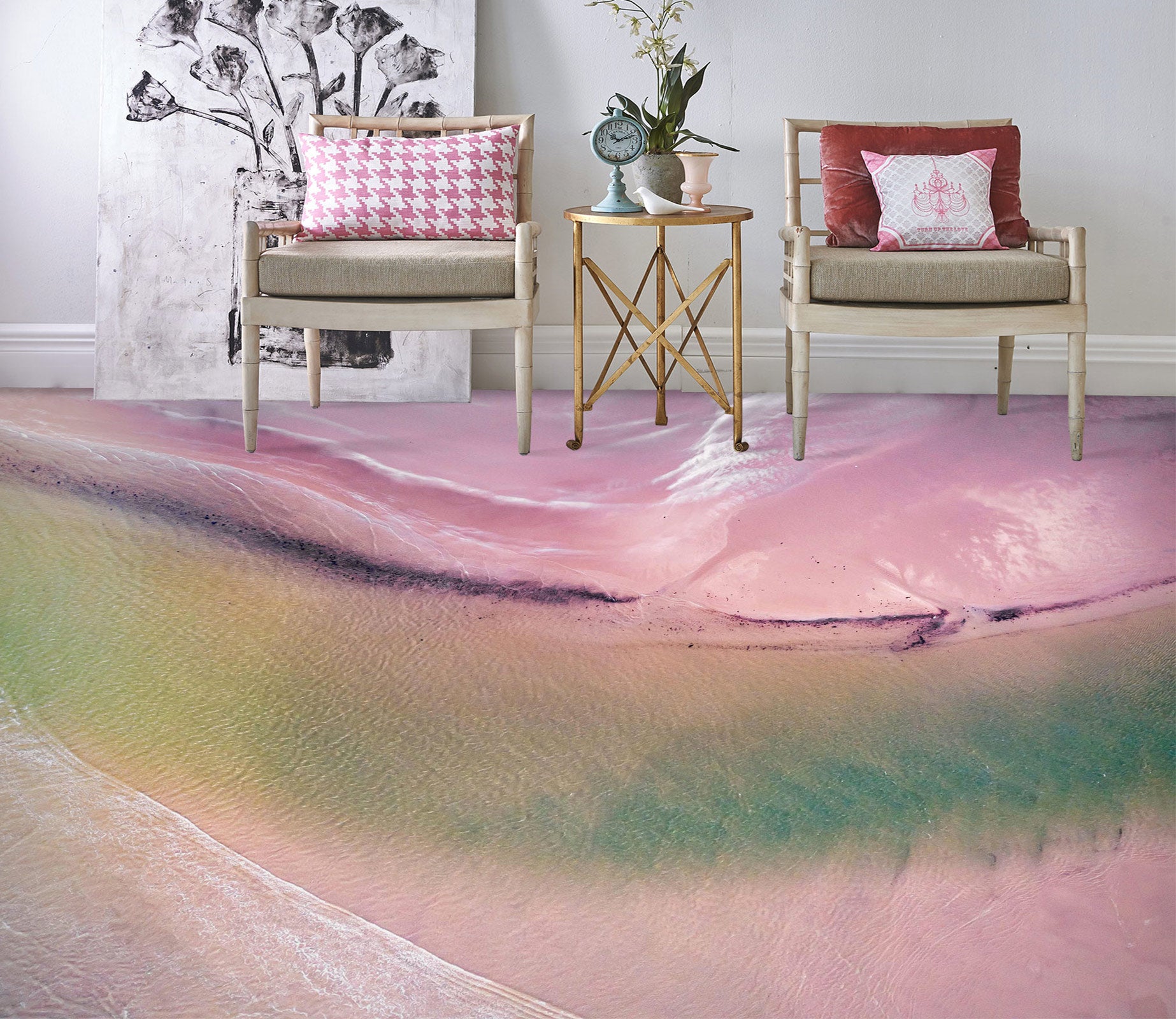 3D Pink Sea 105 Floor Mural  Wallpaper Murals Rug & Mat Print Epoxy waterproof bath floor