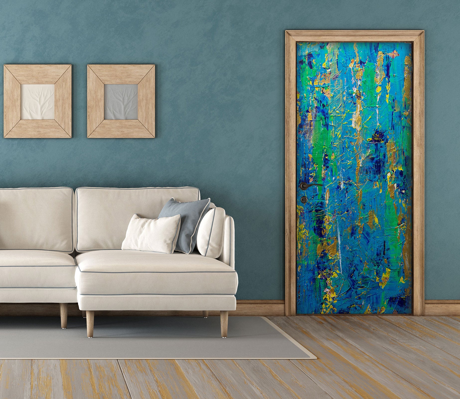 3D Blue Oil Painting Pattern 93181 Allan P. Friedlander Door Mural