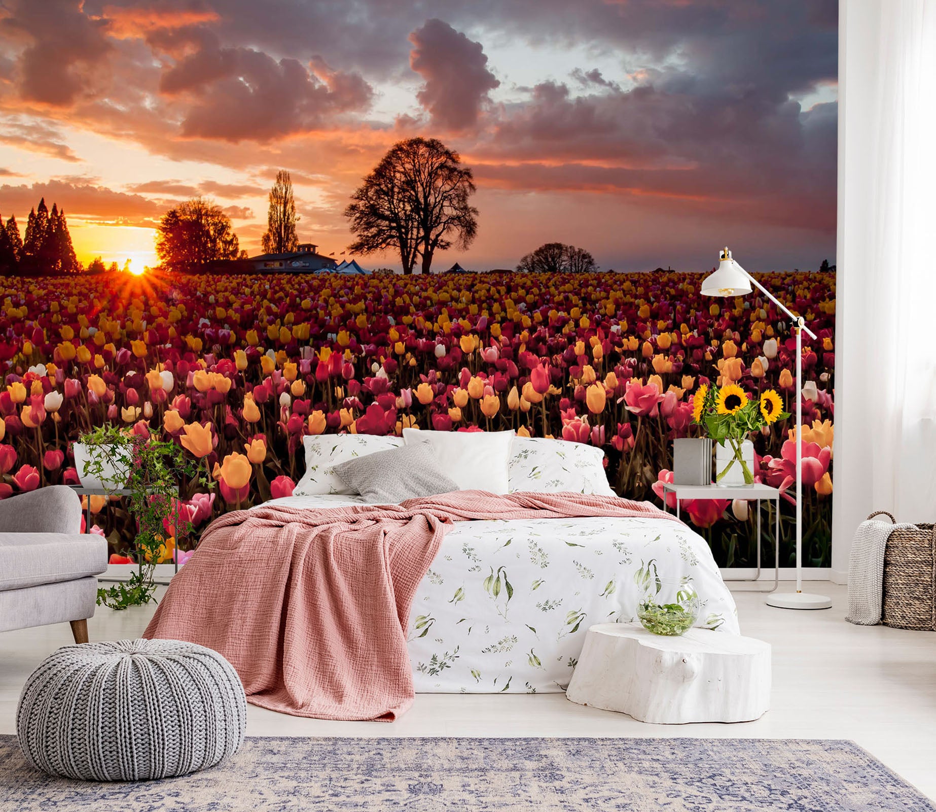 3D Flower Field Tulip 053 Wall Murals