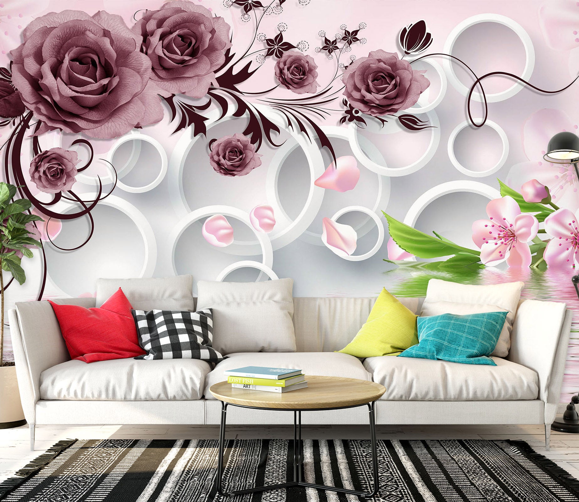 3D Rose Swan 1474 Wall Murals