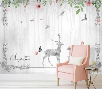 3D Grey Deer 033 Wall Murals