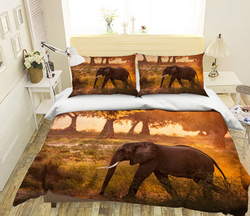 3D Sunset Elephant 103 Bed Pillowcases Quilt