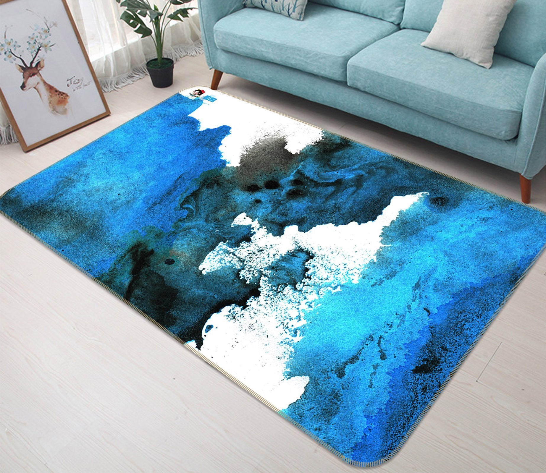 3D Blue Ink Painting 37 Non Slip Rug Mat Mat AJ Creativity Home 