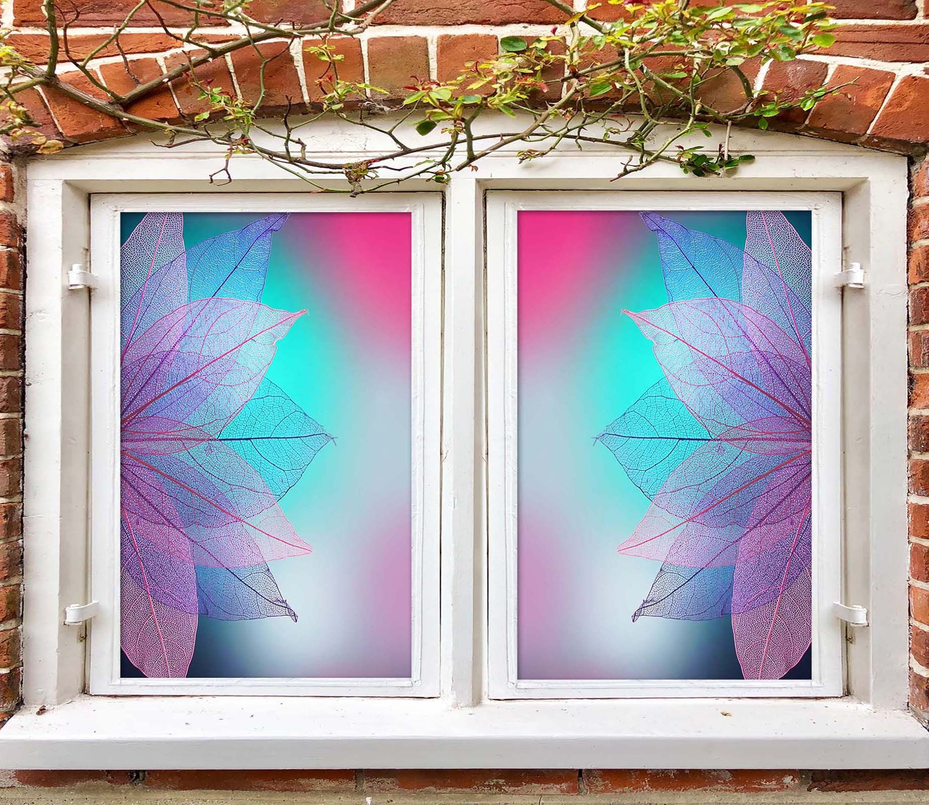 3D Pink Leaf Texture 396 Window Film Print Sticker Cling Stained Glass UV Block