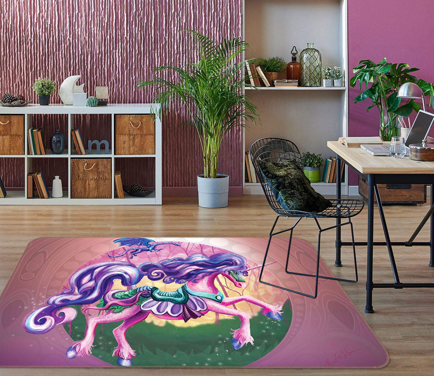 3D Cute Unicorn 3018 Rose Catherine Khan Rug Non Slip Rug Mat