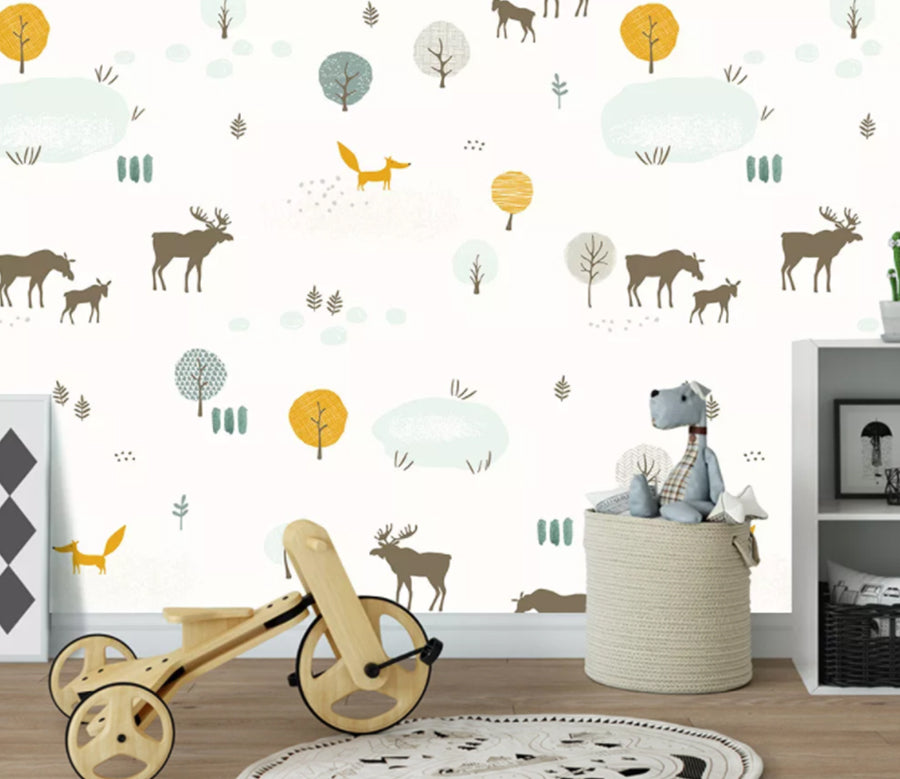 3D Fawn Fox WC1434 Wall Murals