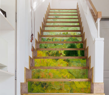 3D Yellow-Green Clump Pattern Oil Painting 9071 Allan P. Friedlander Stair Risers