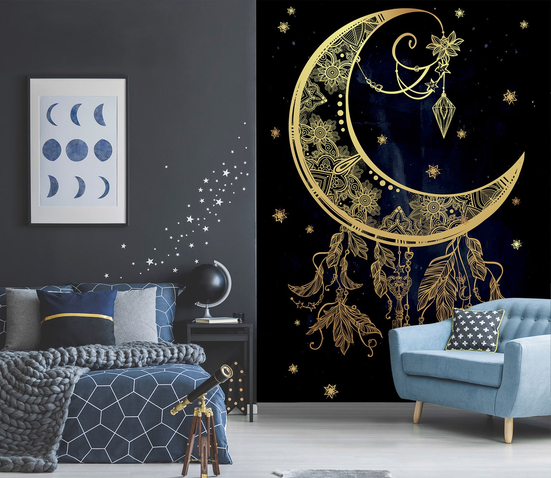 3D Moon Pattern 57155 Wall Murals