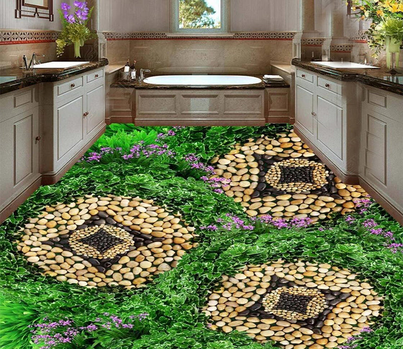 3D Grass Pebbles 099 Floor Mural  Self-Adhesive Sticker Bathroom Non-slip Waterproof Flooring Murals