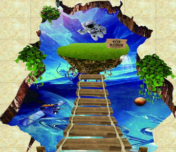 3D Star Bridge 157 Floor Mural  Self-Adhesive Sticker Bathroom Non-slip Waterproof Flooring Murals