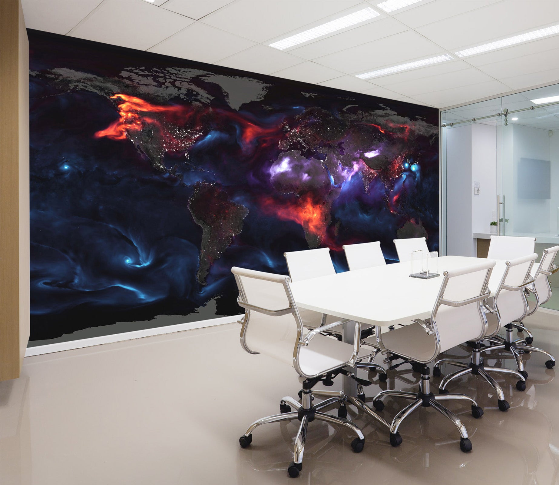 3D Color Starry Sky 2010 World Map Wall Murals