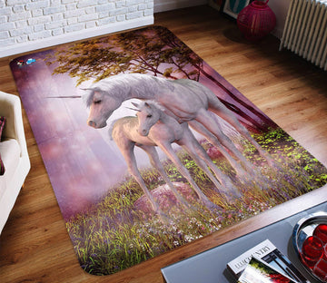 3D Mother And Child Unicorn 100 Non Slip Rug Mat Mat AJ Creativity Home 