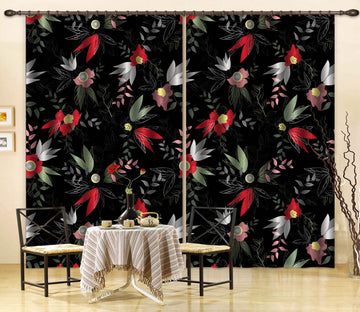 3D Flowers Leaf Pattern 11124 Kashmira Jayaprakash Curtain Curtains Drapes