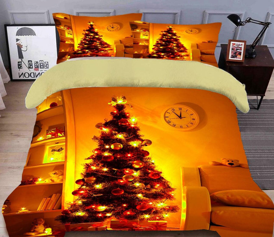 3D String Lights Christmas Tree 32001 Christmas Quilt Duvet Cover Xmas Bed Pillowcases