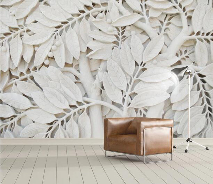 3D Carving Leaves WC935 Wall Murals